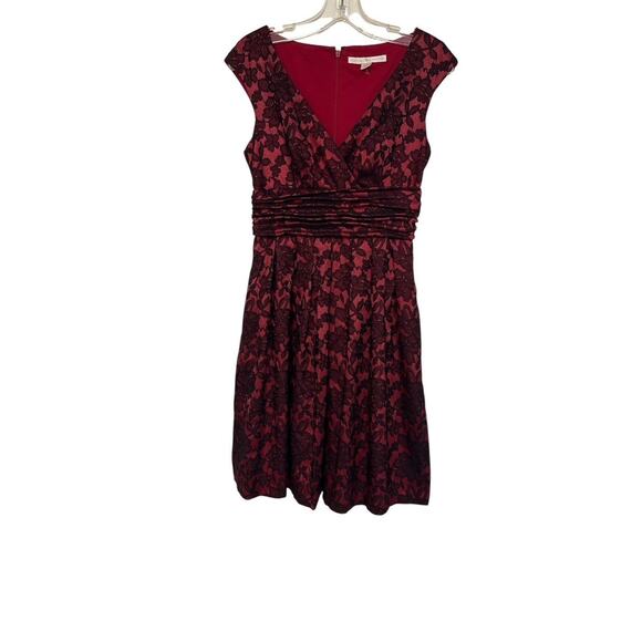 BOSTON PROPER ROSE OVERLAY LACE FIT AND FLARE MINI DRESS SZ 2 - Picture 1 of 3